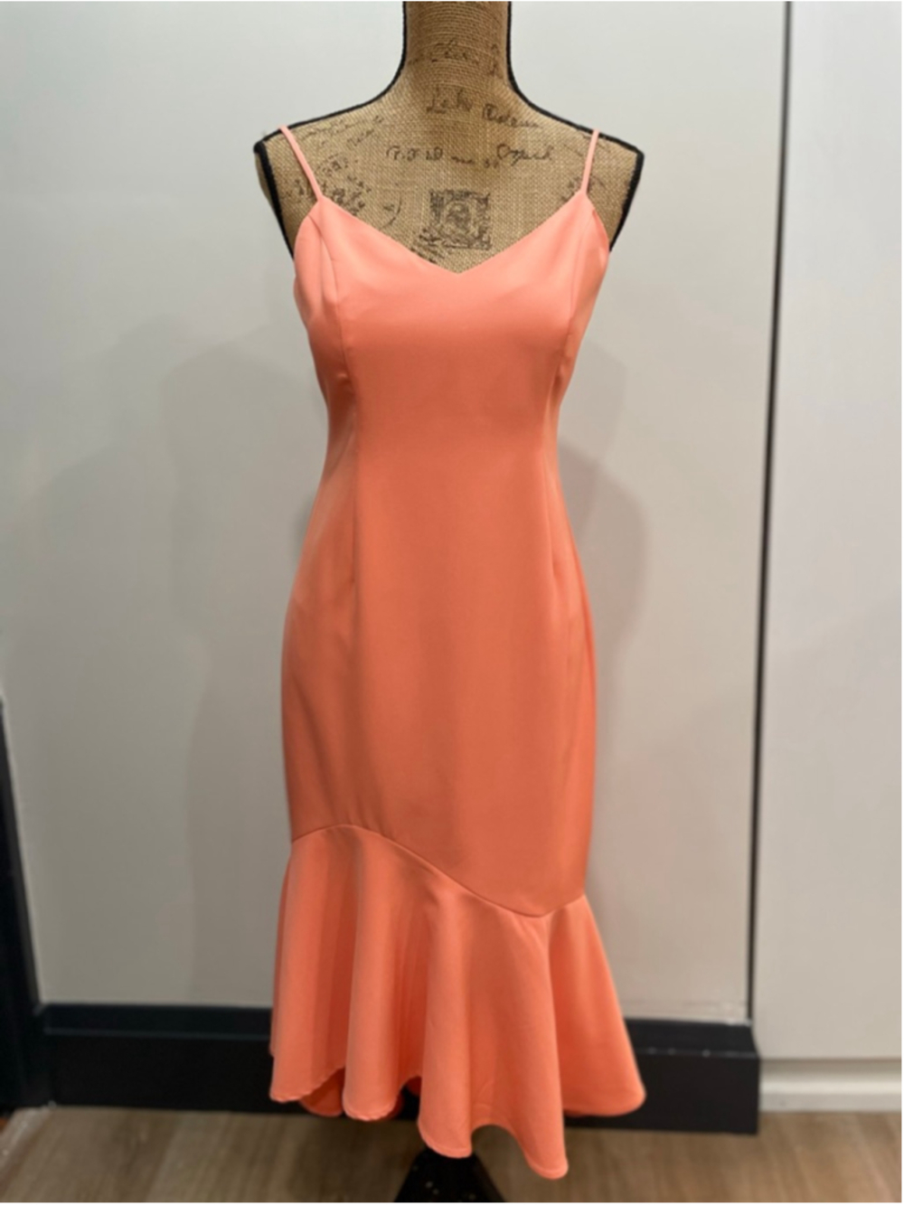 Bardot Coral Midi Dress Size 8 Asymmetrical Ruffle Hem Cocktail Wedding Guest